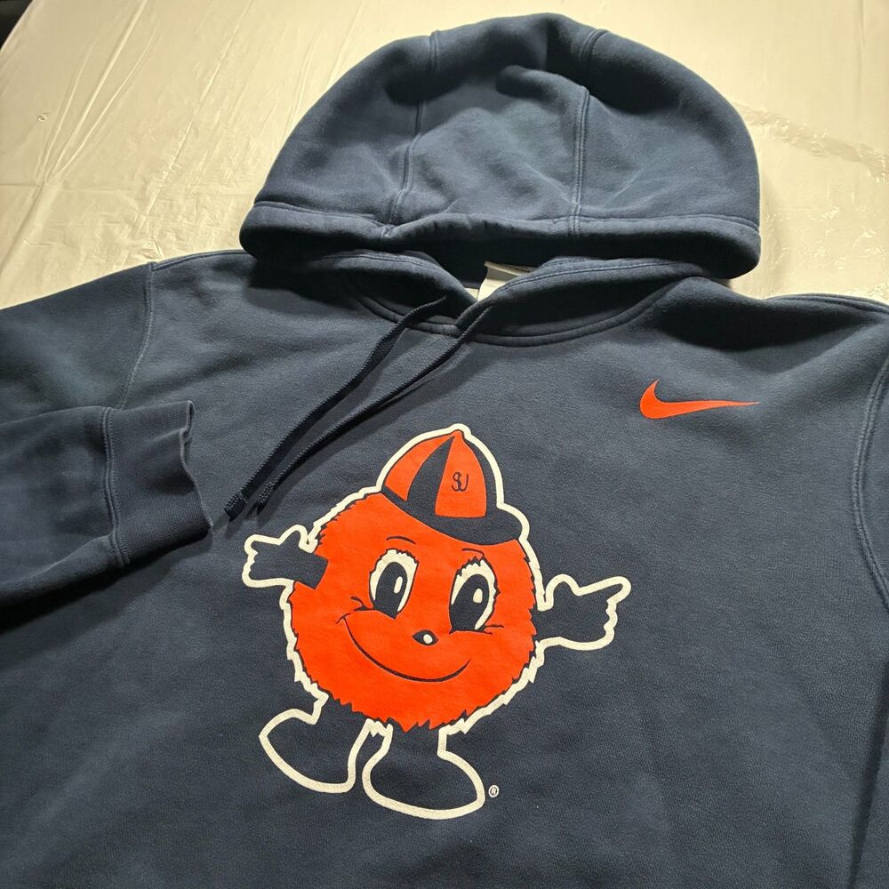 Syracuse University Nike Hoodie Sweatshirt Mens Med Orangemen Club Fleece Navy